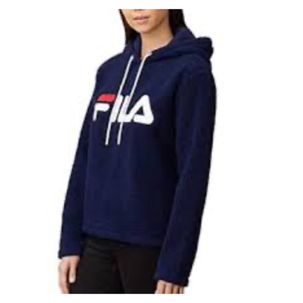 Flash Sale Fila Pullover Women's Blue Sherpa Hoodie with Logo Size XXL Juniors